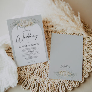 Boho Sage Green Floral Arch Wedding Einladung