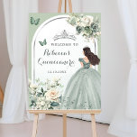 Boho Sage Green Floral Quinceañera Welcome Poster<br><div class="desc">Boho Sage Green Floral Quinceañera Welcome Sign</div>