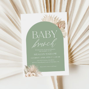 Boho Sage Green Gender Neutral Baby Brunch Einladung