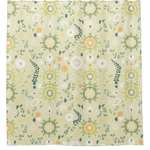 Boho Sage Green Mandala Duschvorhang