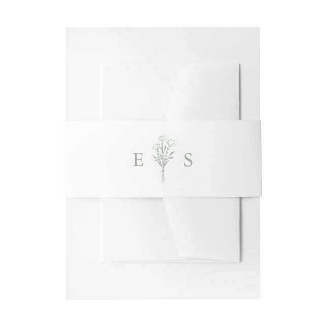 Boho Sage Green Minimalistisch Botanicals Wedding Einladungsbanderole (Vorderseite Beispiel)