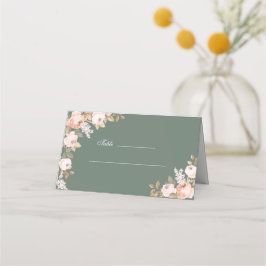 Boho Sage Green Peonies Wedding Platzkarte
