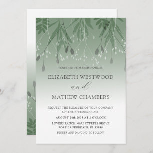 Boho Sage Green Pressed Foliage Wedding Einladung