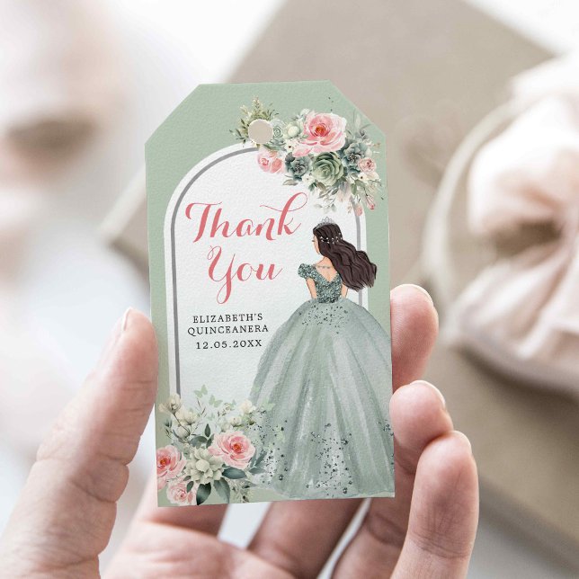 Boho Sage Green Rose Girl 15 Años Vielen Dank Geschenkanhänger (Von Creator hochgeladen)