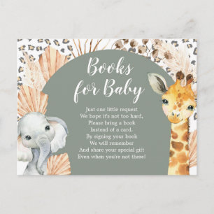 Boho Sage Green Safari Oh Books für Baby Einladungspostkarte