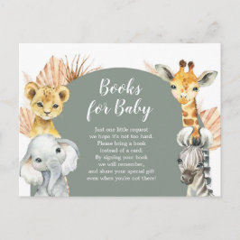 Boho Sage Green Safari Oh Books für Baby Einladungspostkarte
