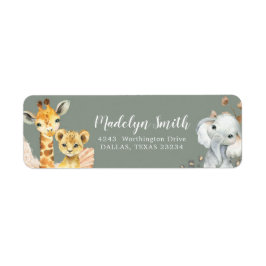 Boho Sage Green Safari Oh Boy Address Label