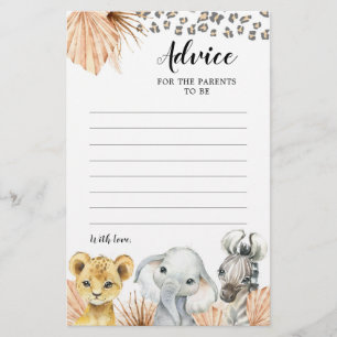 Boho Sage Green Safari Oh Boy Advice Card