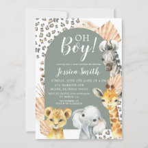 Boho Sage Green Safari Oh Boy Baby Dusche