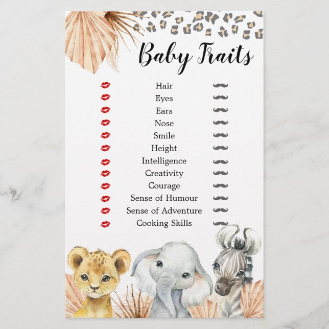 Boho Sage Green Safari Oh Boy Baby Tracks Spiel (Vorderseite)