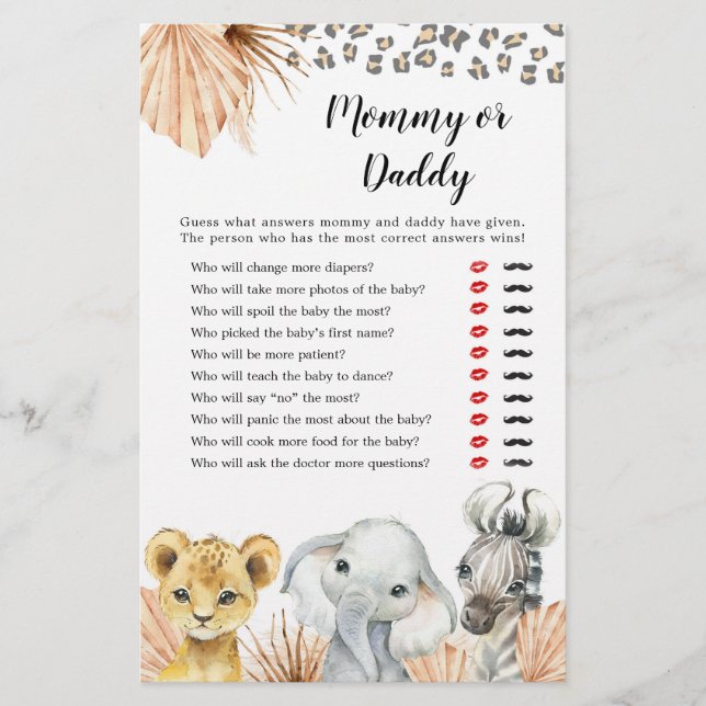 Boho Sage Green Safari Oh Boy Mommy oder Daddy Gam (Vorderseite)