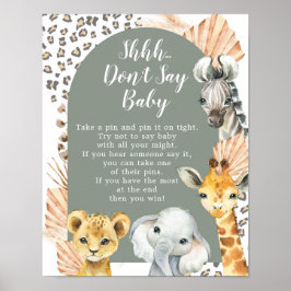 Boho Sage Green Safari Oh Junge sagt nicht Baby Poster