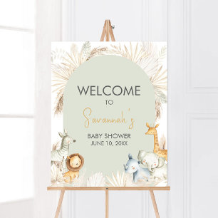 Boho Sage Green Safari Willkommen Poster