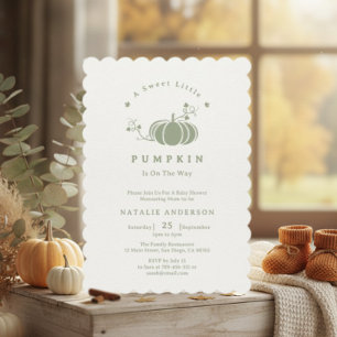Boho Sage Green Sweet Little Pumpkin Baby Dusche Einladung
