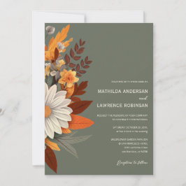 Boho Sage Green Wildblume Floral Hochzeit im Herbs Einladung