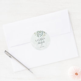 Boho-Sage-Grün-Eukalyptus-Aquarell-Hochzeit Runder Aufkleber