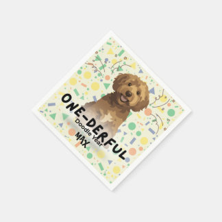 Boho Sage Grün Goldendoodle Erste Geburtstagsfeier Serviette