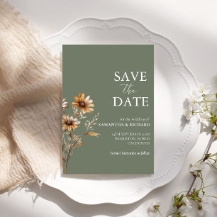 Boho sage grüne Wildblume Hochzeit speichern das D Einladung