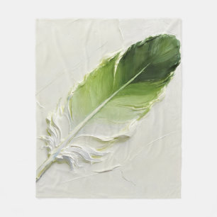 Boho-Sagegrün 3D-Impasto-Feder-Ölgemälde Fleecedecke