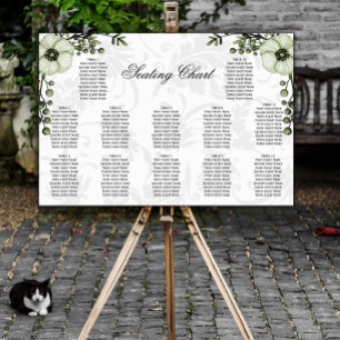 Boho-Sagegrün-Beeren-Blumen-Damask-Hochzeit Poster