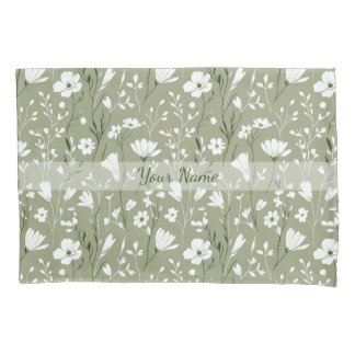 Boho-Sagegrün-Botanical-Personalisierte Blumen Kissenbezug