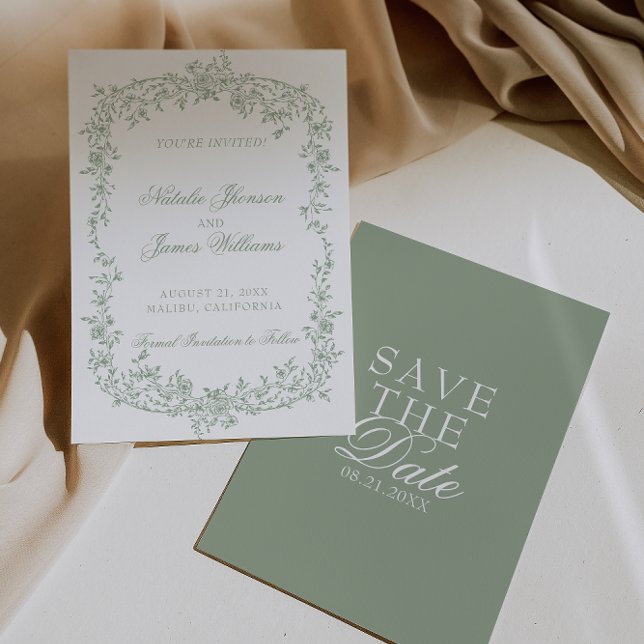 Boho-Sagegrün-Floral-Botanisches-Hochzeits-Save-Th Save The Date (Von Creator hochgeladen)