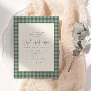 Boho-Sagegrün-Gingham-Karo-Brautjungfernparty Einladung