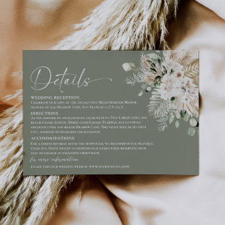 Boho-Sagegrün-Pampas-Hochzeitsdetails-Einschluss Begleitkarte