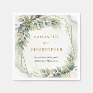 Boho Salbei Blätter und Glitzer Hochzeitsnapkins Serviette