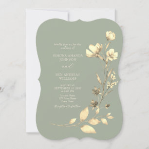 Boho-Salbei-Grün-Blumen-Hochzeitseinladung Einladung