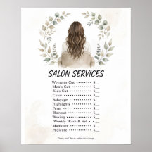 Boho-Salon-Service-Preisliste Poster - Brünette