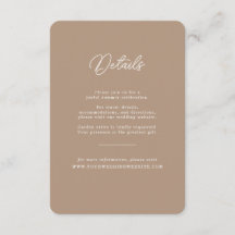 Boho-Sand-Minimalist-Script-Hochzeits-Detailskarte