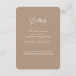 Boho-Sand-Minimalist-Script-Hochzeits-Detailskarte Begleitkarte