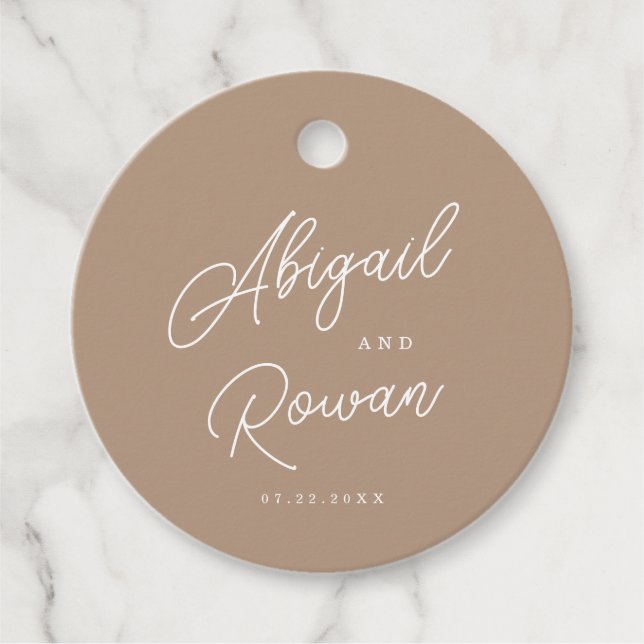 Boho-Sand-Minimalist-Script-Hochzeitsgeschenk-Anhä Geschenkanhänger (Vorderseite)