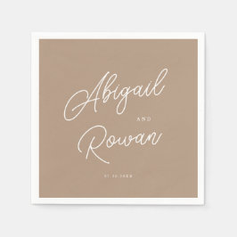 Boho-Sand-Minimalist-Script-Hochzeitsservietten Serviette