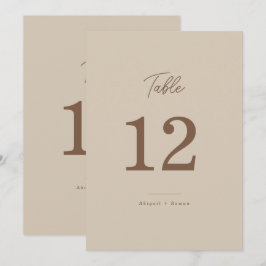 Boho-Sand-Minimalist-Script-Hochzeitstisch-Nummer Einladung