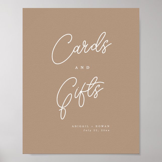 Boho-Sand-Minimalist-Script-Karten & Geschenke Sch Poster (Vorne)