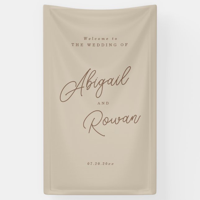 Boho-Sand-Minimalist-vertikales-Hochzeitswillkomme Banner (Vertikal)