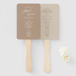 Boho-Sand-Schrift-Minimalist-Hochzeitsprogramm-Fäc Fächer