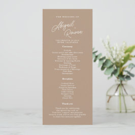 Boho-Sand-Schrift-Minimalist-Hochzeitsprogrammkart Einladung