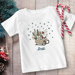 Boho Santa on Sleigh mit Geschenken Schneeflocken  Baby T-shirt