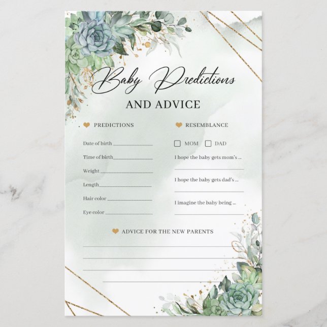 Boho saugt Gold Baby Vorhersage und Ratschläge (Vorderseite)