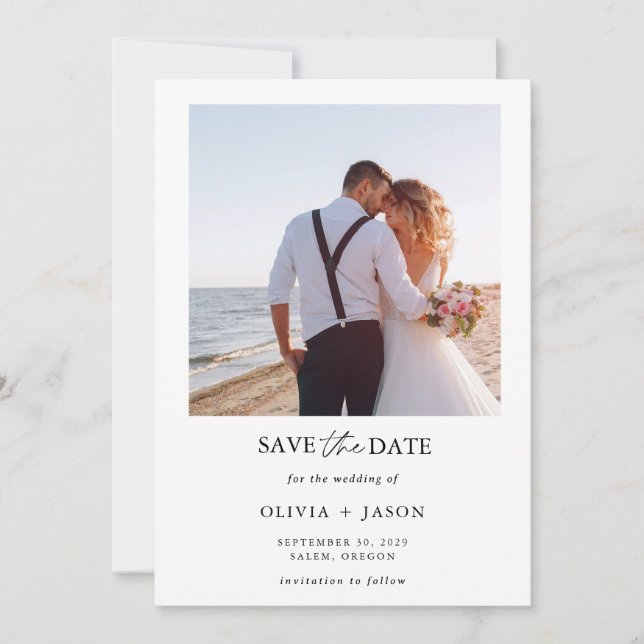 Boho Save the Date Foto Minimalistisch Save the Da Einladung (Vorderseite)