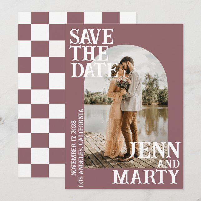 Boho Save the Date, Foto Save the Date Minimalisti Einladung (Vorne/Hinten)