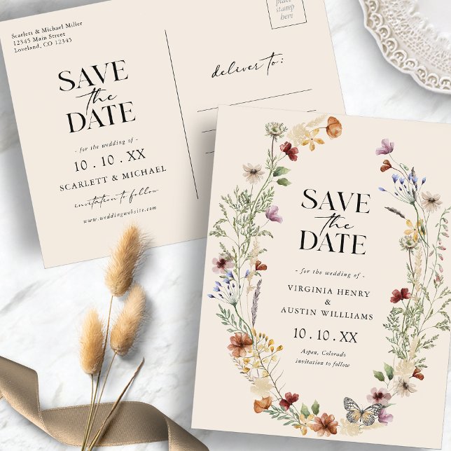 Boho Save the Date Postcard Postkarte (Boho Save The Date Postcard
)
