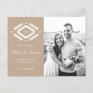 Boho Save the Date Postkarte, Kraftpapier Ankündigungspostkarte