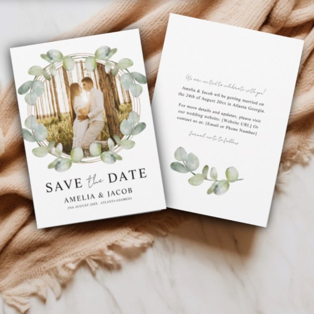 Boho Save the Date Sage Green Eucalyptus Wedding (Von Creator hochgeladen)