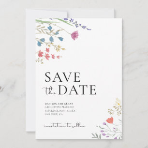 Boho Save the Date, Wildblume Save the Date Einladung
