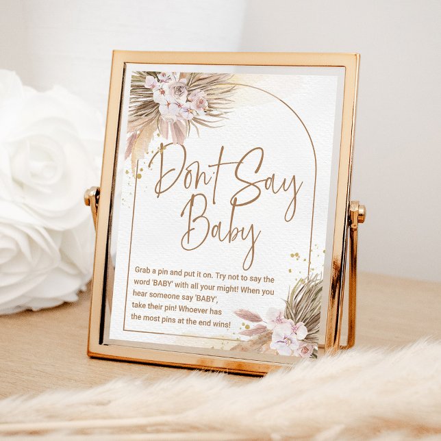 Boho Say Baby Game Pampas Grass Baby Shower Poster (Von Creator hochgeladen)