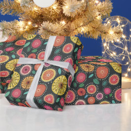 Boho Scandi Folk Blume Muster Wrapping Paper Geschenkpapier